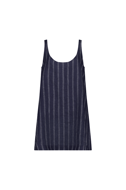 Palermo Low Back Dress - Washed Navy / White Stripe