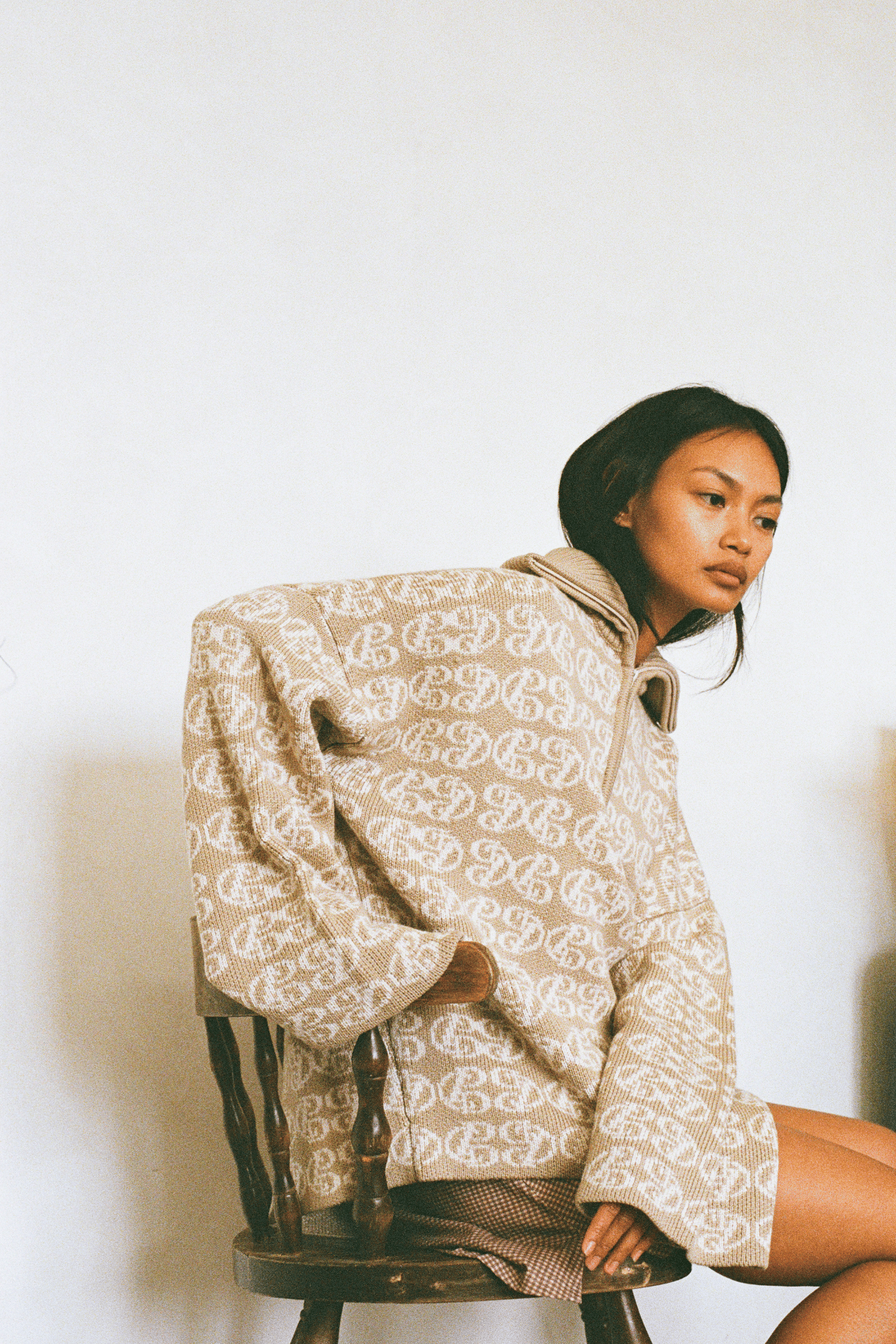 Chapman Monogram 1/4 Zip - Warm Sand/Cream