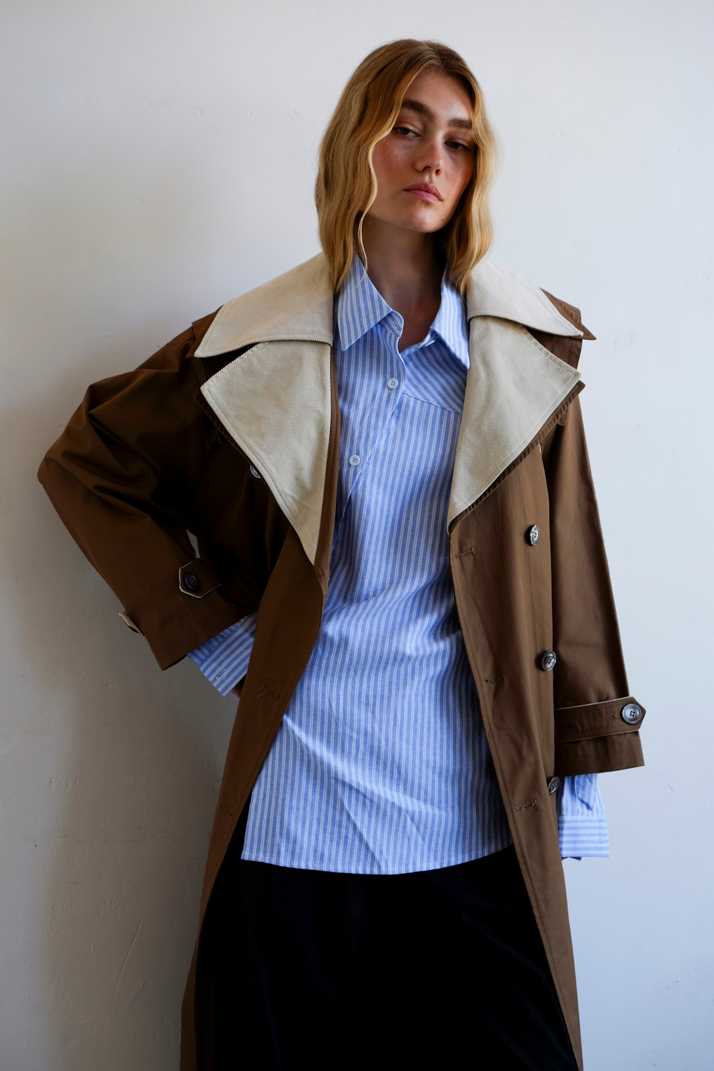 Double Layer Trench - Cream/Tan