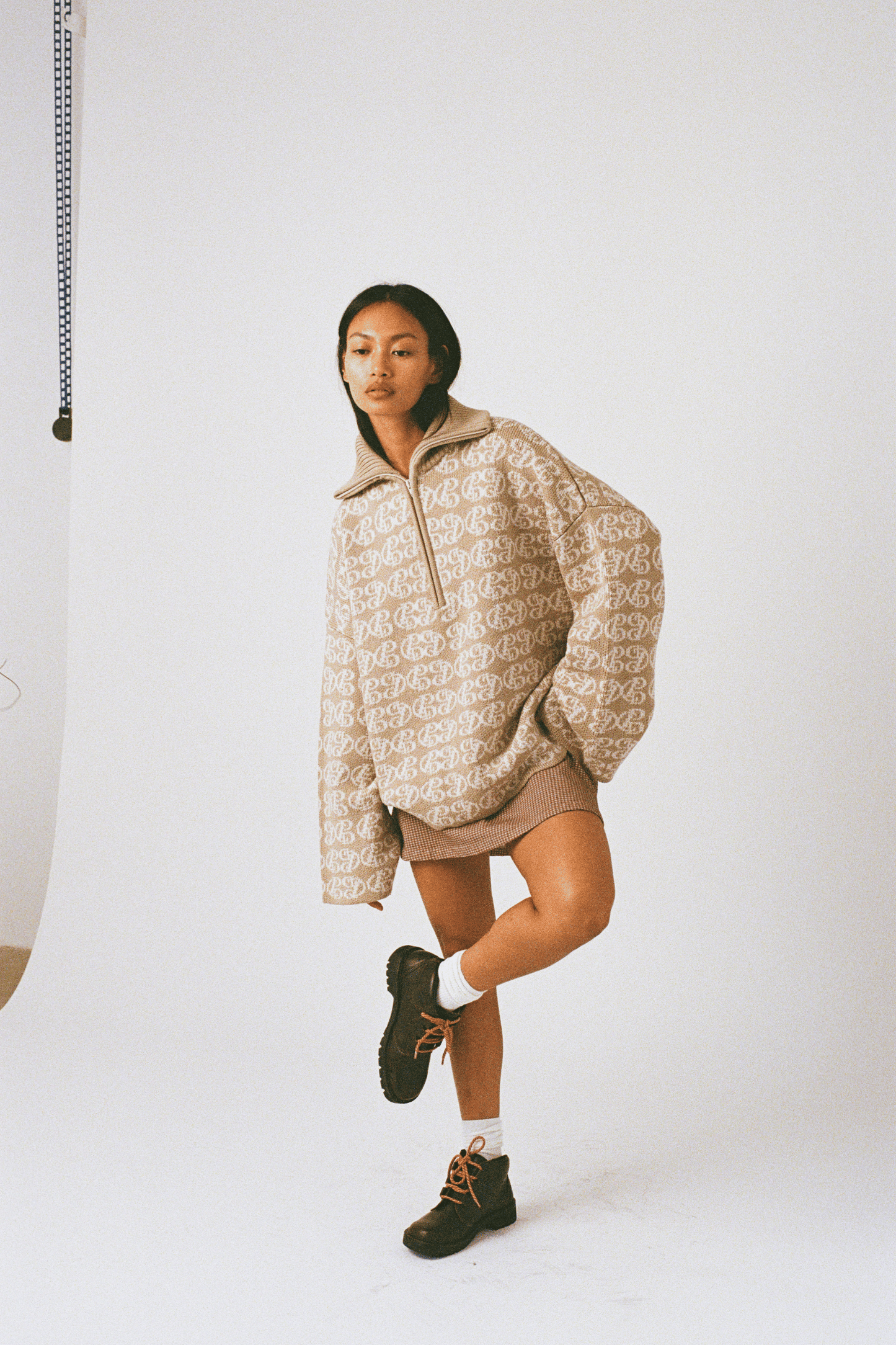 Chapman Monogram 1/4 Zip - Warm Sand/Cream