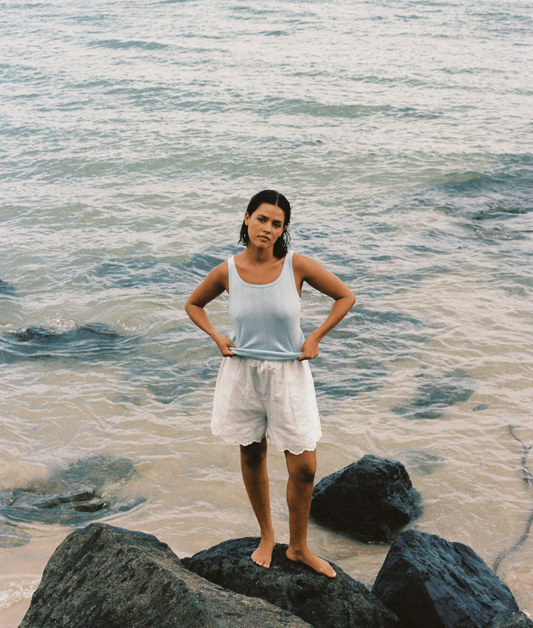 Riviera Pointelle Tank - Sky