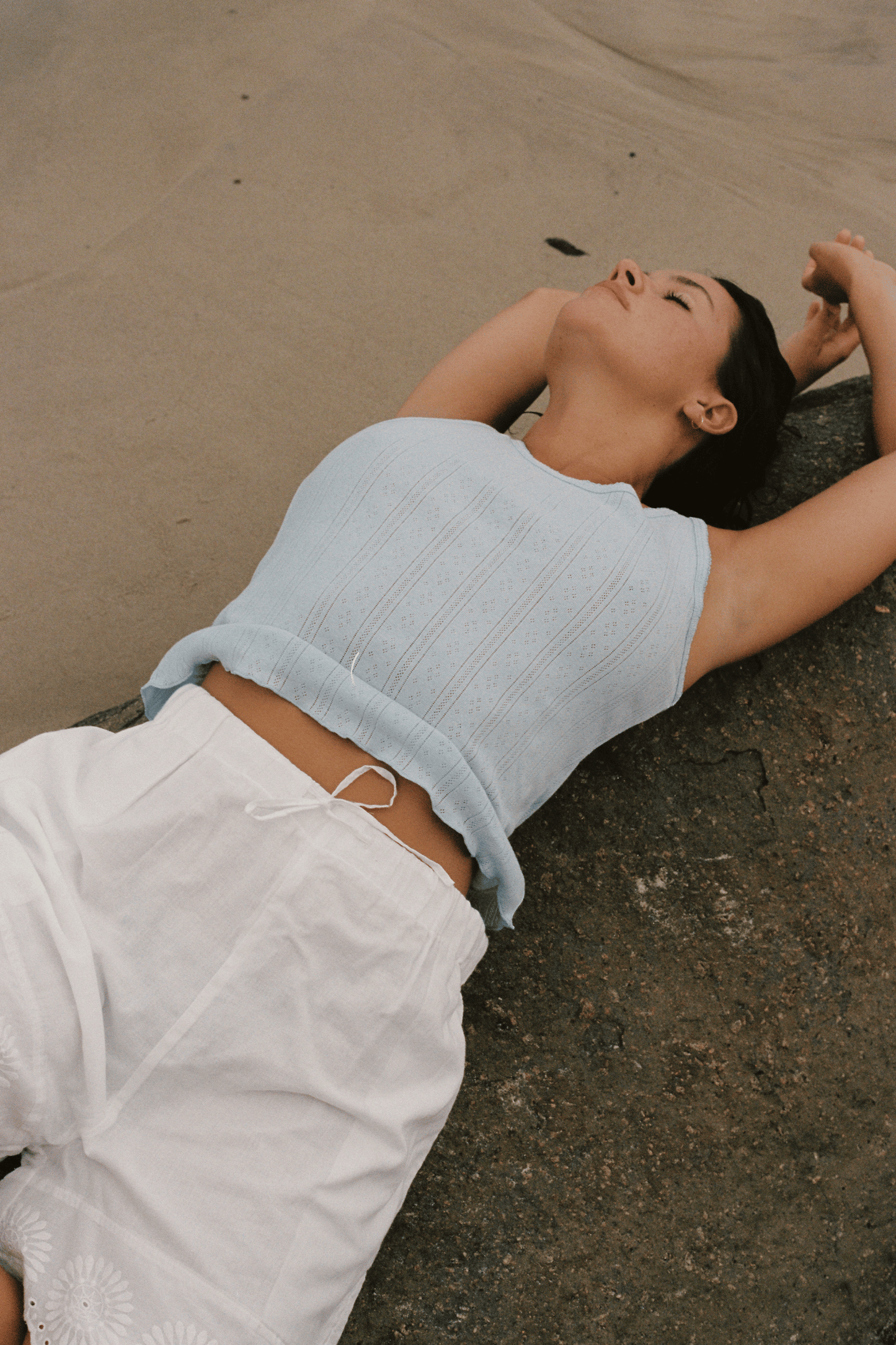 Riviera Pointelle Tank - Sky