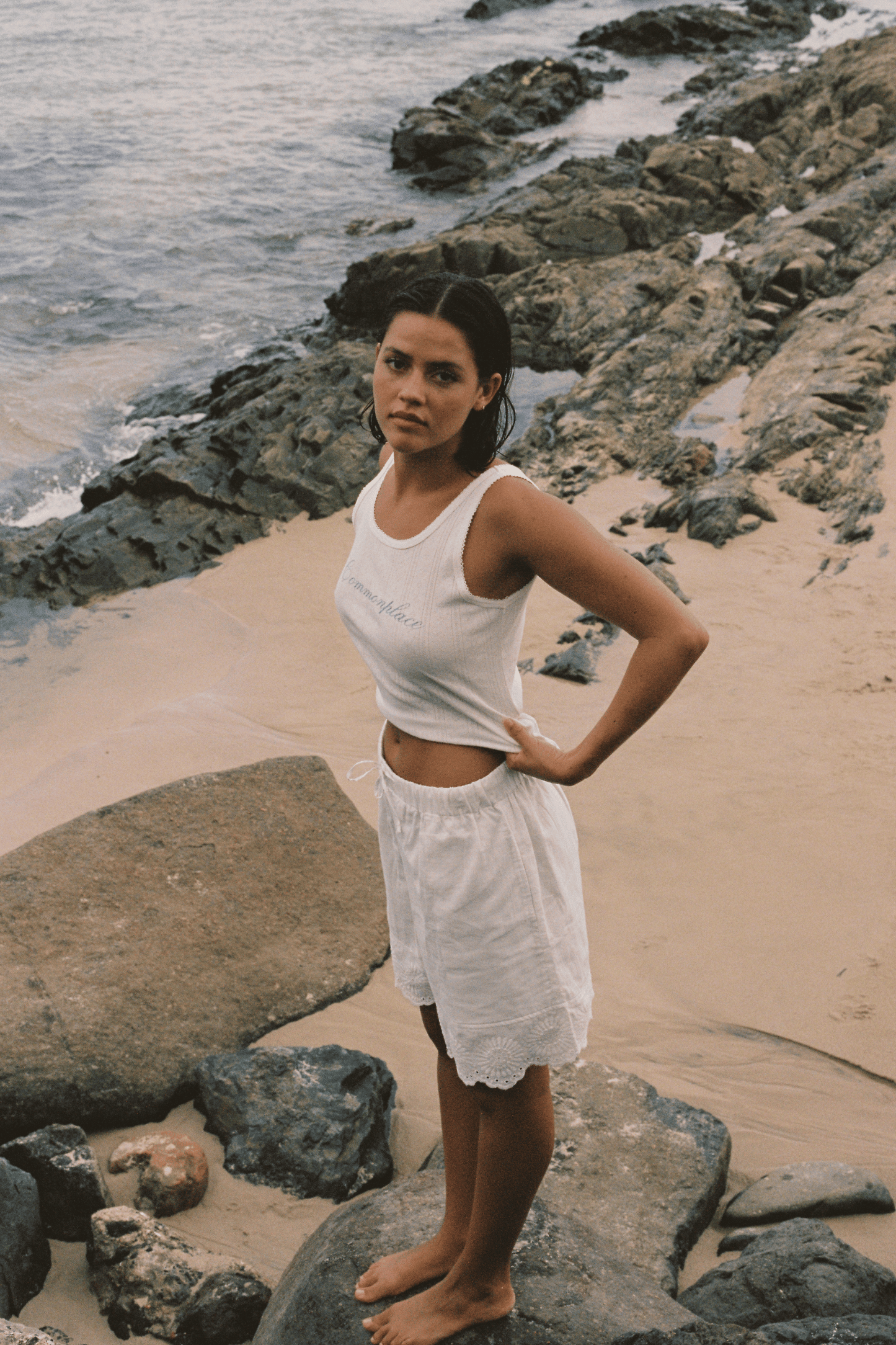 Riviera Pointelle Tank - Cream