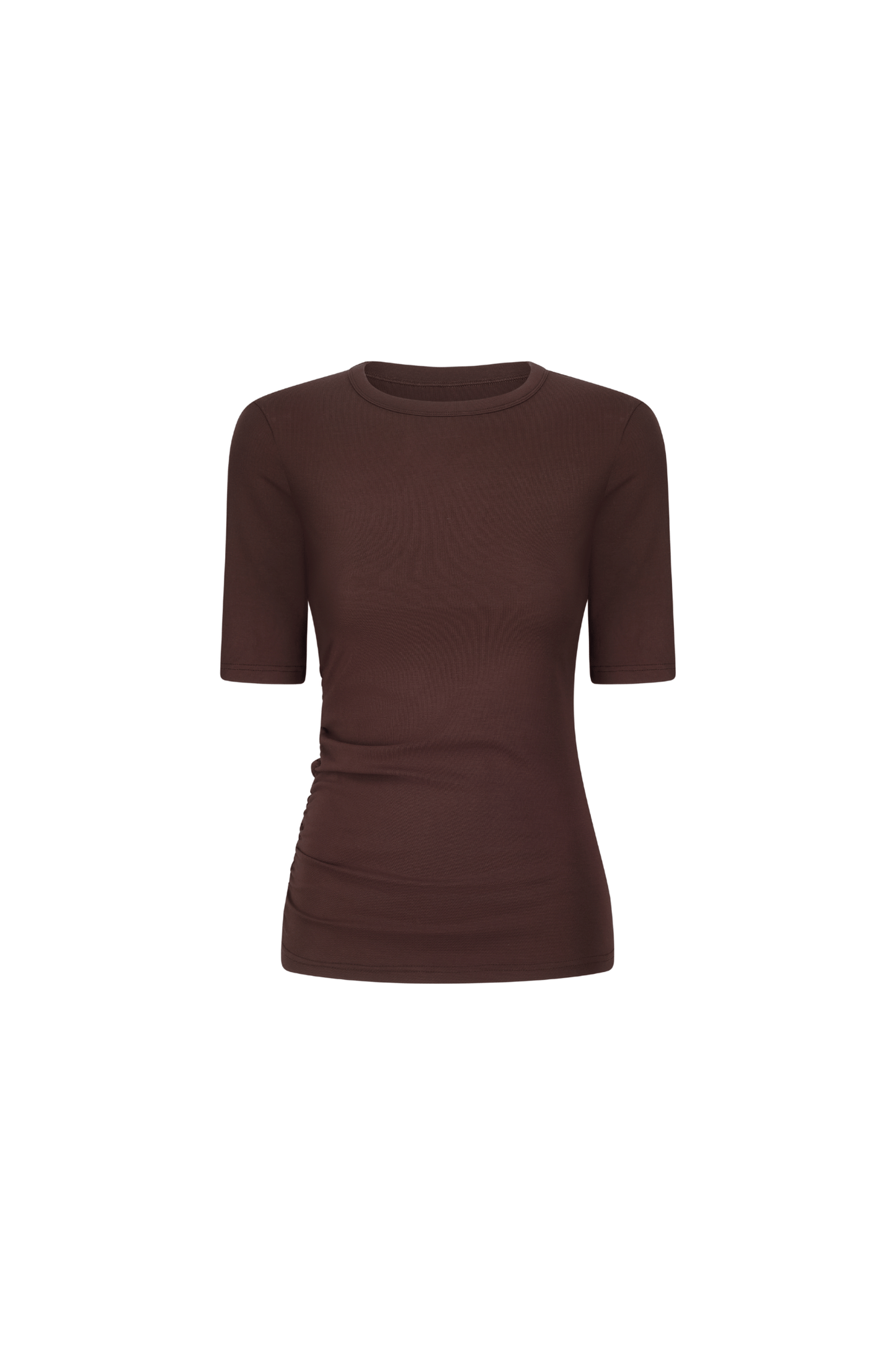 Ruched SS Tee - Choc