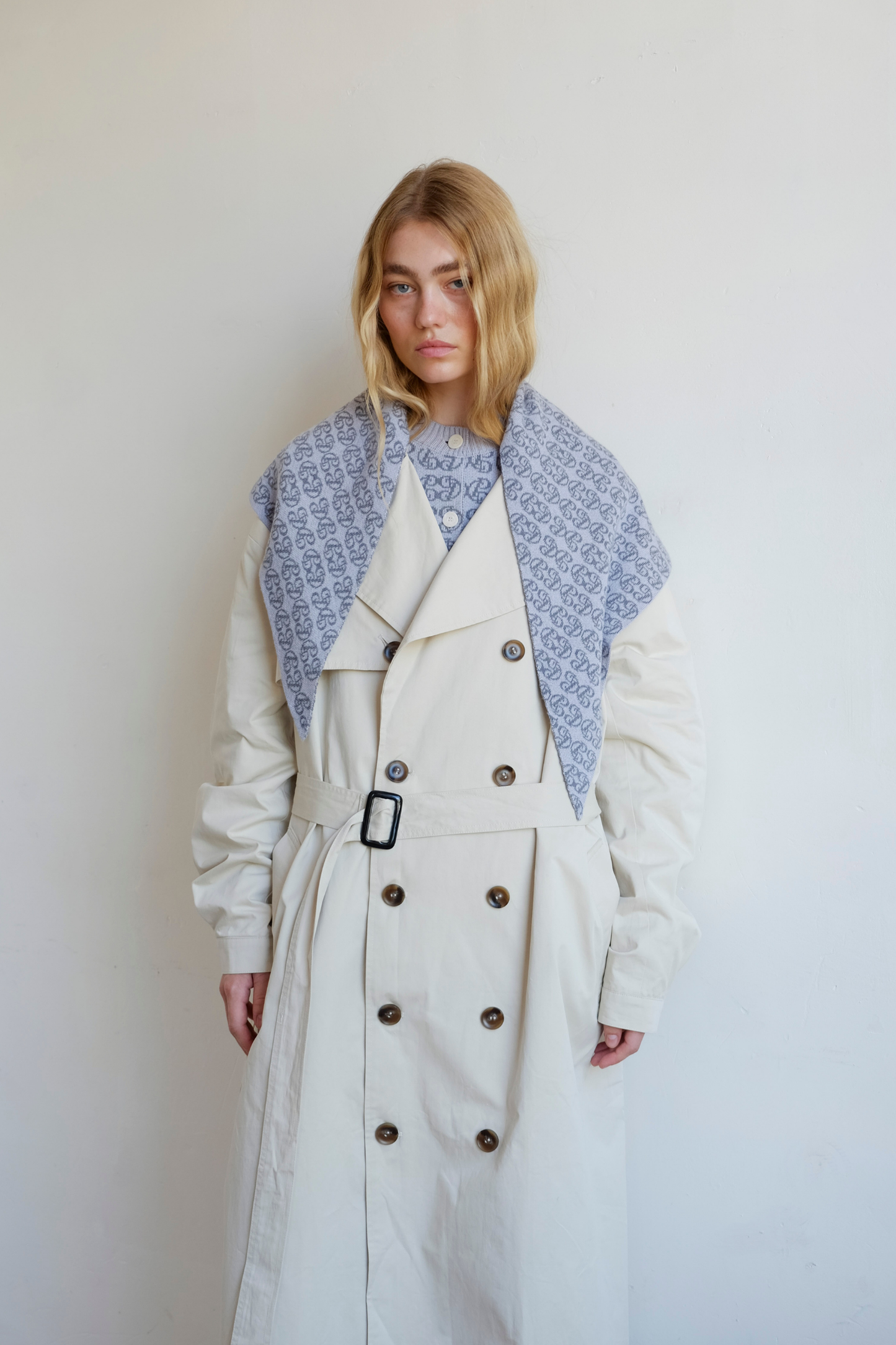 Monogram Scarf - Sky/Navy