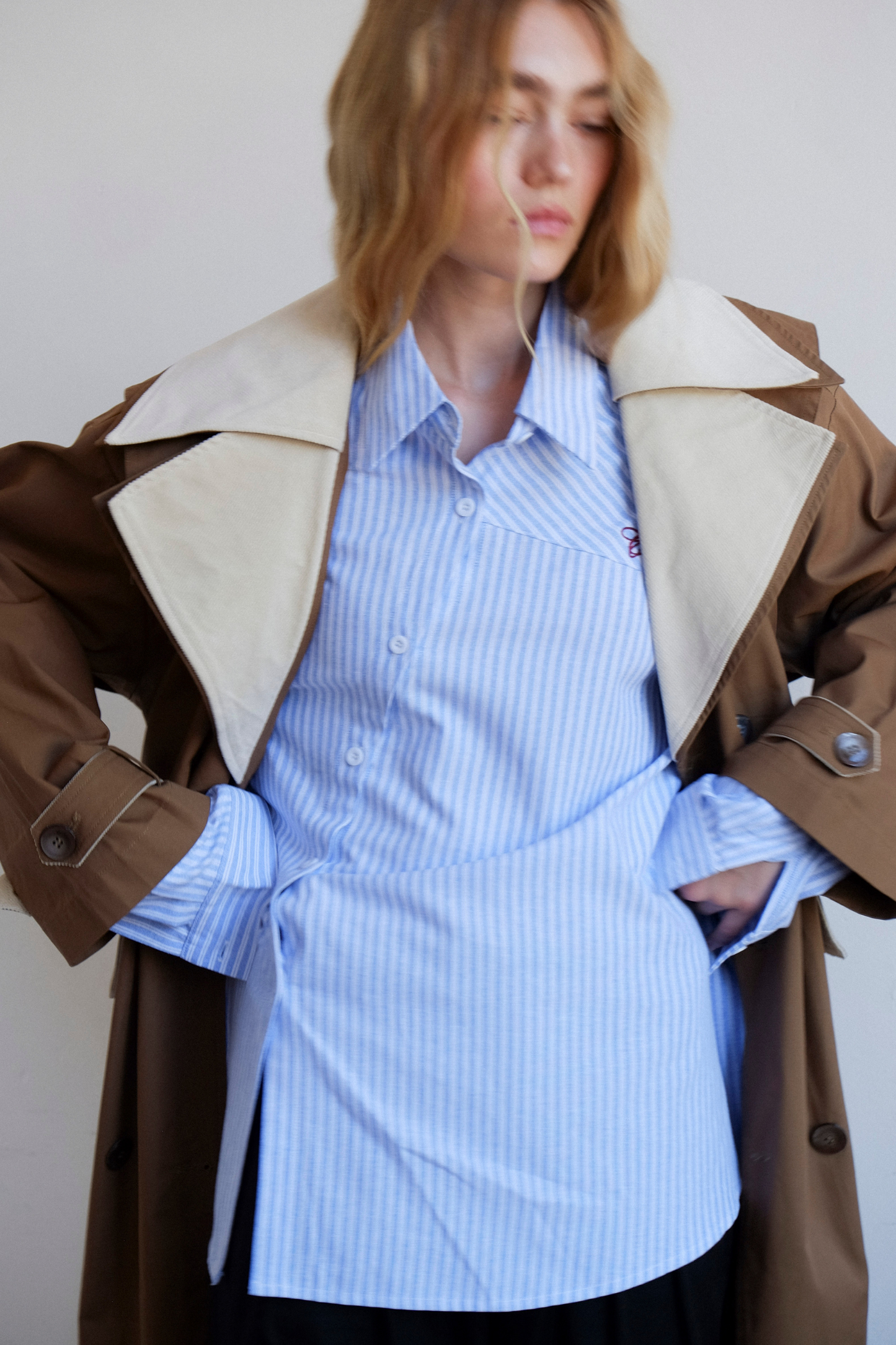 Cortez Shirt - Sky/Maroon Stripe