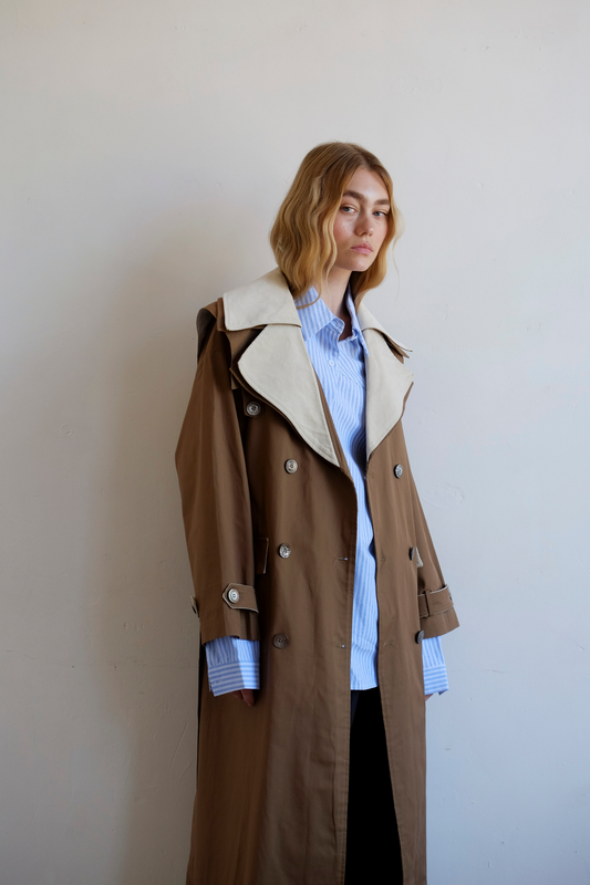 Double Layer Trench - Cream/Tan