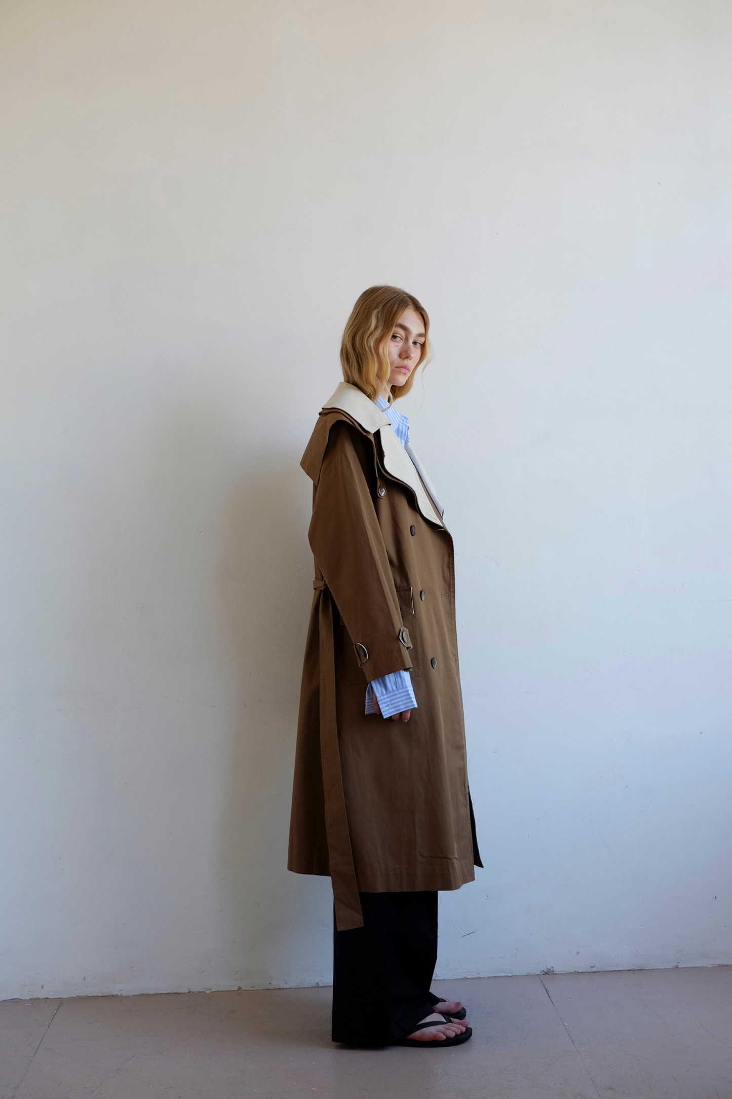 Double Layer Trench - Cream/Tan