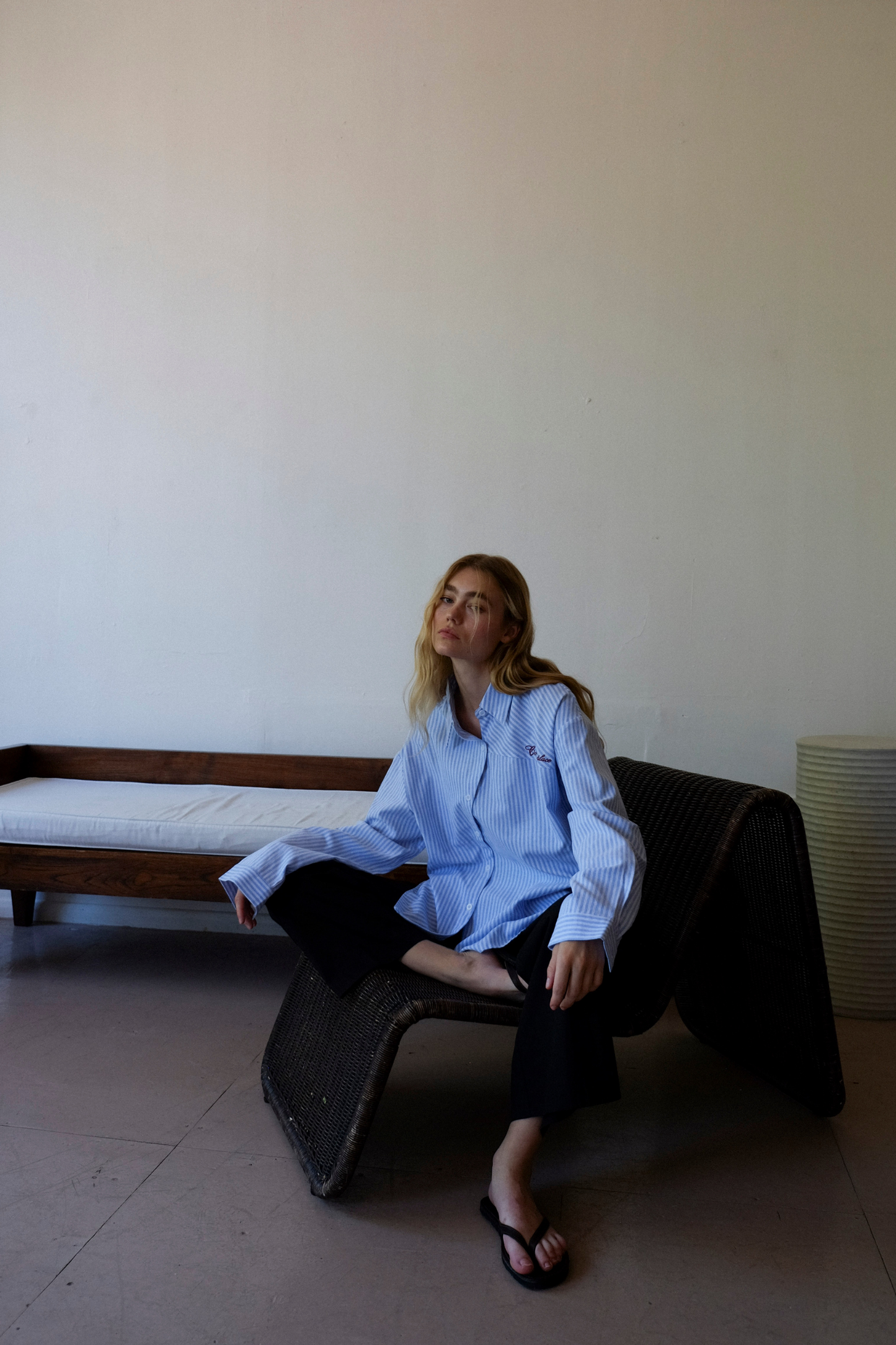 Cortez Shirt - Sky/Maroon Stripe