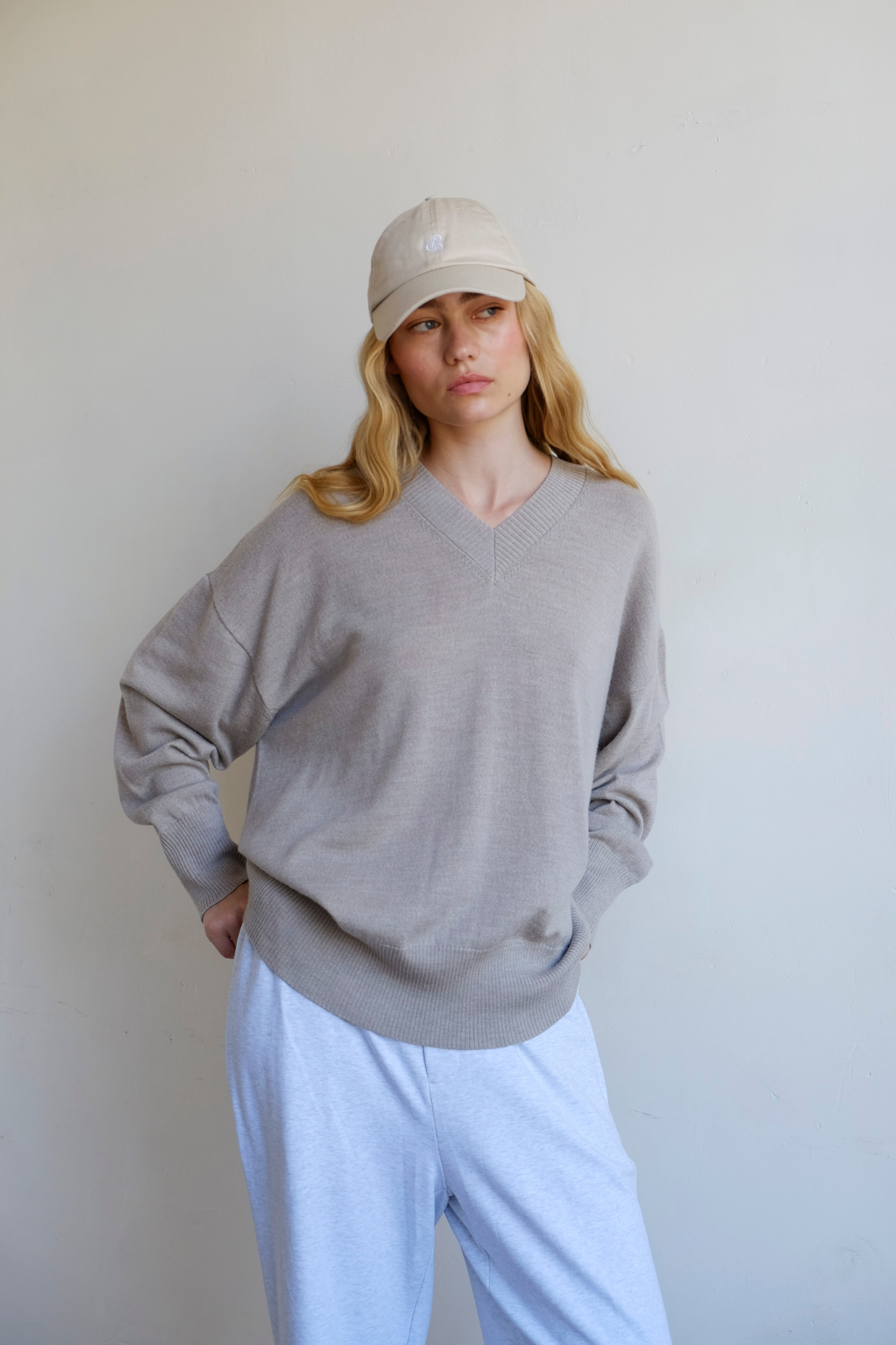 Washington Merino V-Neck - Beige