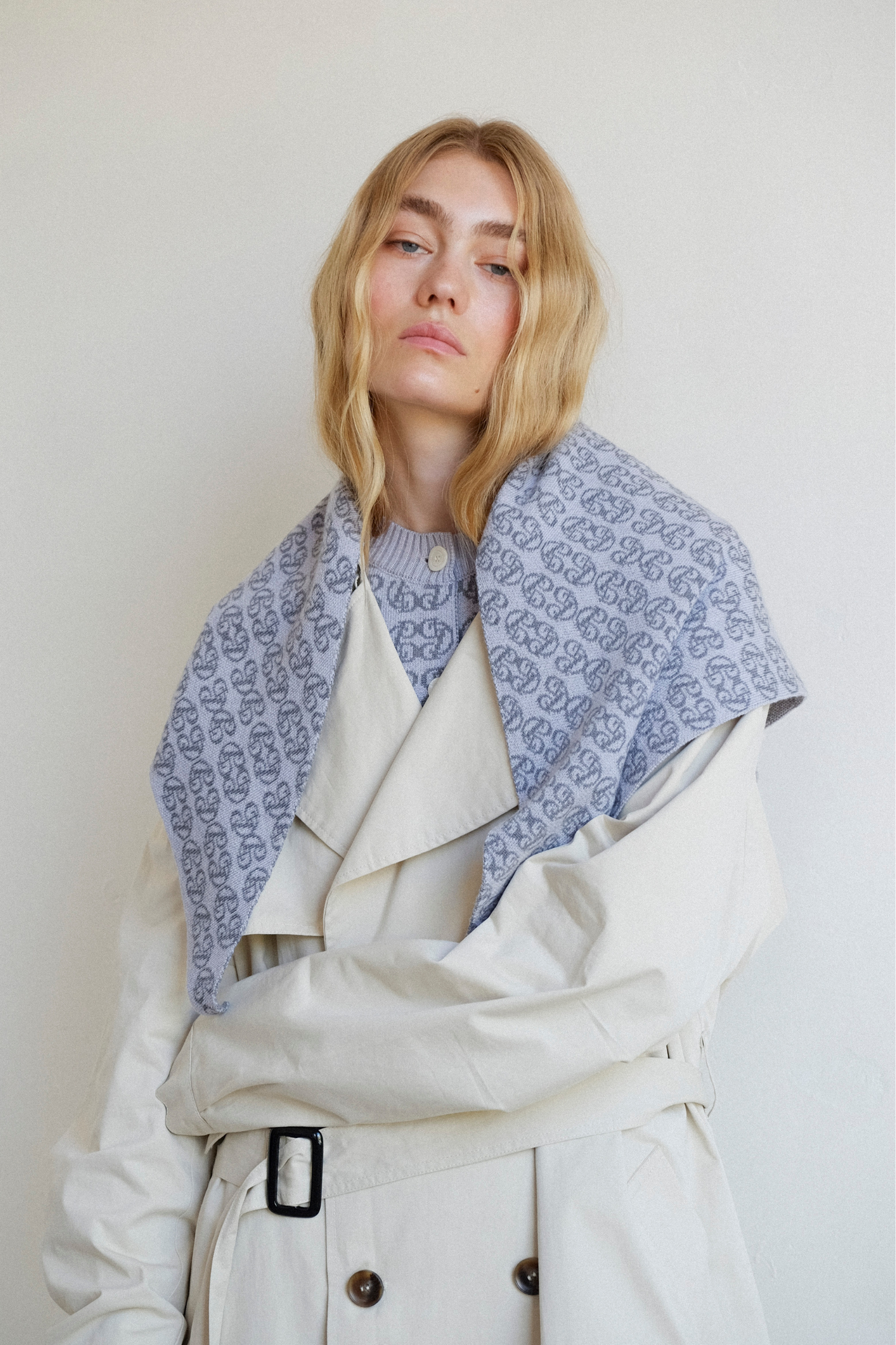 Monogram Scarf - Sky/Navy