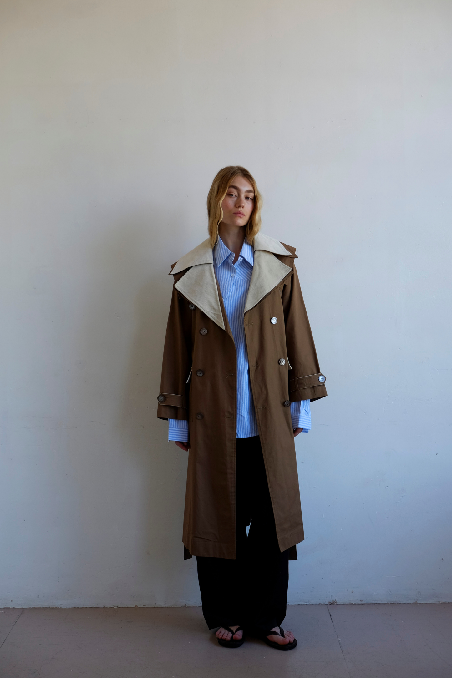 Double Layer Trench - Cream/Tan