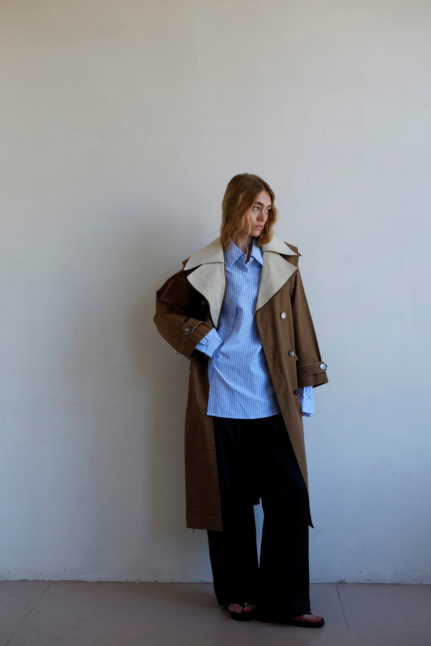 Double Layer Trench - Cream/Tan