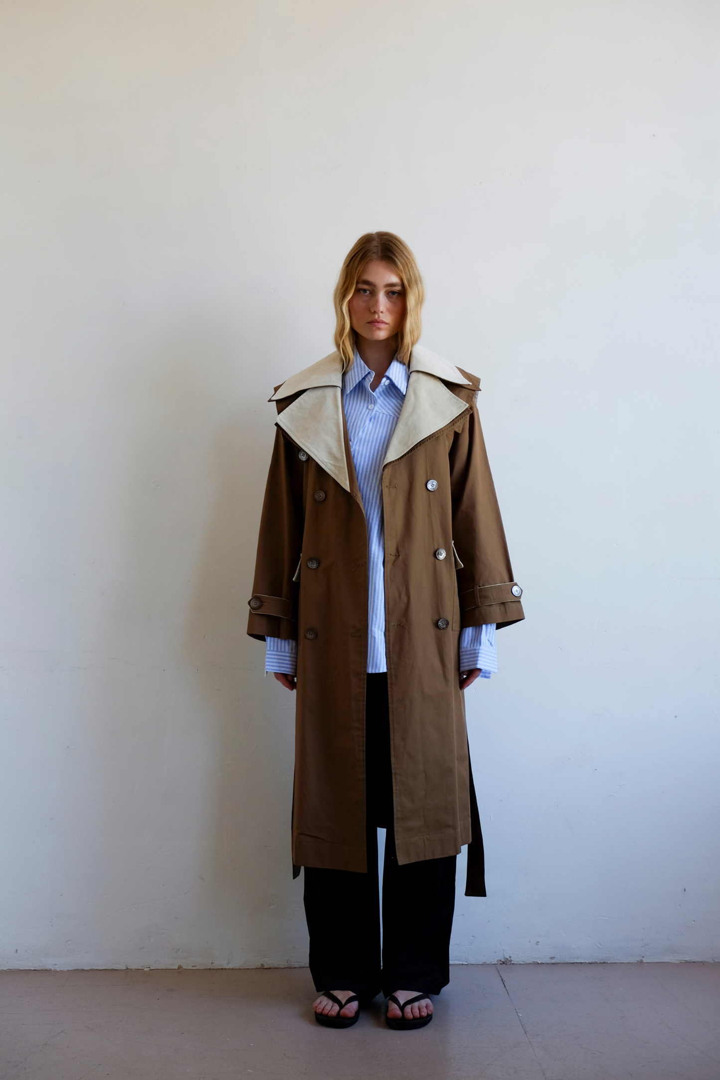 Double Layer Trench - Cream/Tan