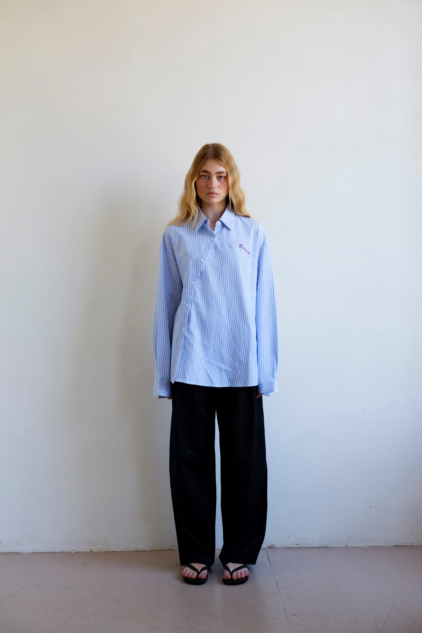 Cortez Shirt - Sky/Maroon Stripe