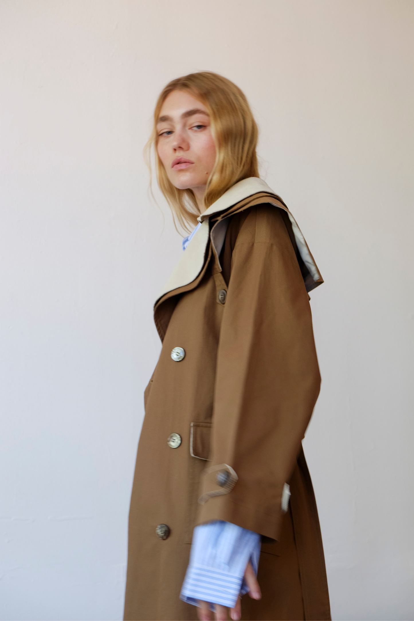 Double Layer Trench - Cream/Tan