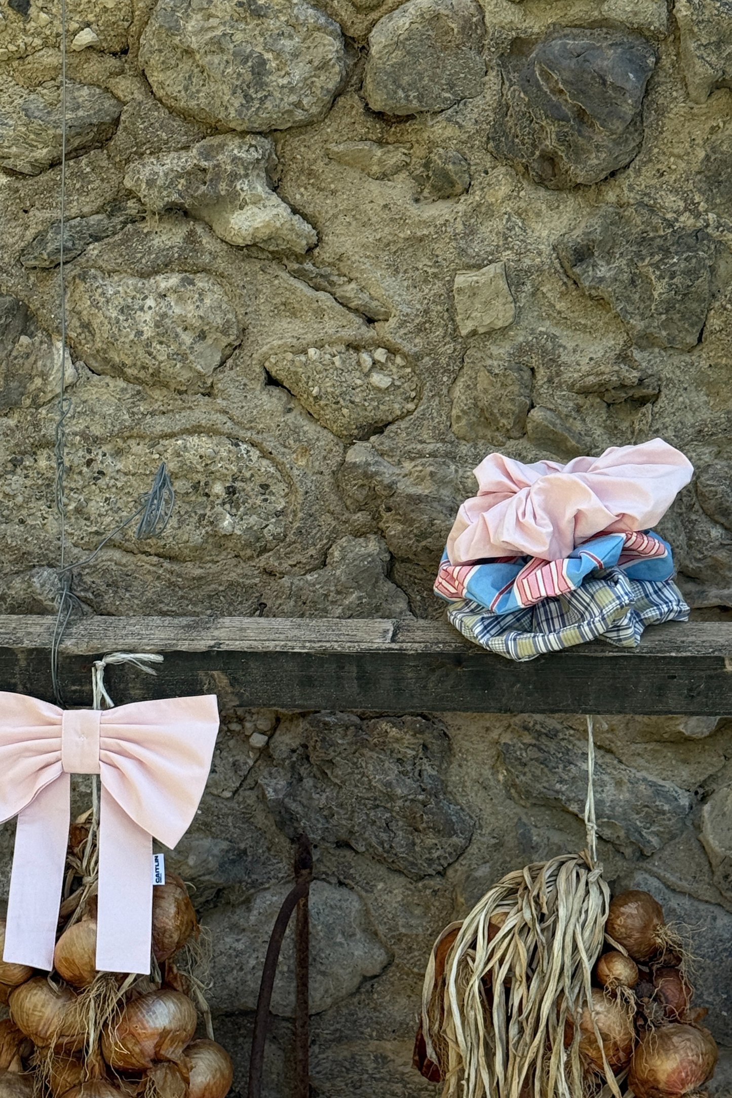 Eva Scrunchie - Baby Pink/Blue Stripe