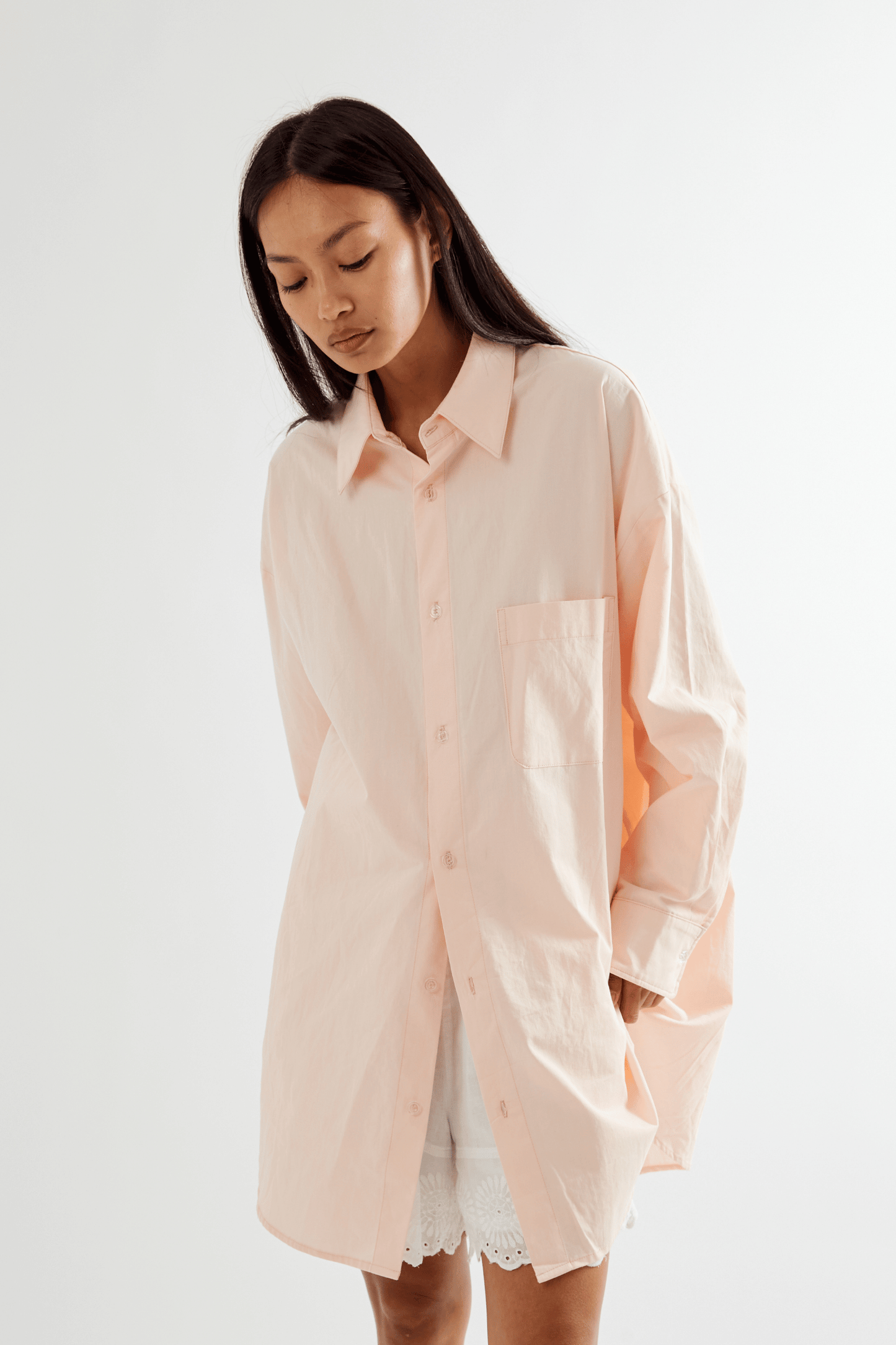 Peachy Oversized Shirt - Baby Pink